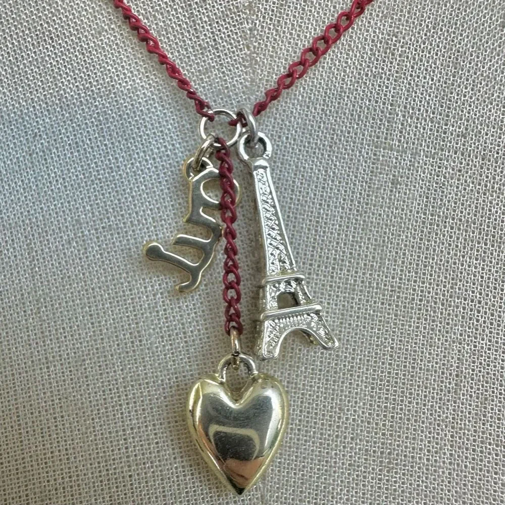 Paris Charm Necklace Red Chain